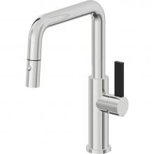 California Faucets K51-103-BFB-PC - Pull-Down Kitchen Faucet with Button Sprayer  - Quad Spout