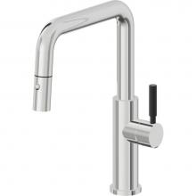 California Faucets K51-103-BST-PC - Pull-Down Kitchen Faucet with Button Sprayer  - Quad Spout