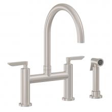 California Faucets K51-120S-45-PC - Bridge Kitchen Faucet with Sidespray - Arc Spout