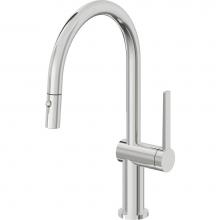 California Faucets K55-102-TG-PC - Pull-Down Kitchen Faucet with Button Sprayer  - Low Arc Spout