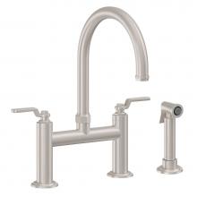 California Faucets K81-120S-BL-PC - Bridge Kitchen Faucet with Sidespray - Arc Spout