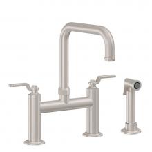 California Faucets K81-123S-BL-PC - Bridge Kitchen Faucet with Sidespray - Quad Spout