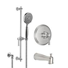 California Faucets KT11-48.25-PC - Miramar Pressure Balance Shower System with Hand Shower on Slide Bar and Tub Spout