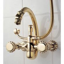 Herbeau 223570 - ''Pompadour'' Wall Mounted Tub Filler with Hand Shower in Weathered Brass