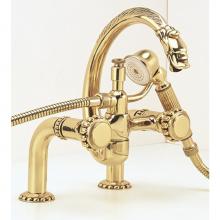 Herbeau 223655 - ''Pompadour'' Deck Mounted Tub Filler with Hand Shower in Polished Brass