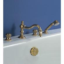 Herbeau 223755 - ''Pompadour'' 3-Hole Deck Mounted Roman Tub Set in Polished Brass