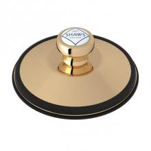 Rohl 745EG - Shaws I.S.E. Disposal Stopper In English Gold With Black Rubber Gasket Or Seal And Shaws Logo Bran