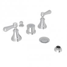 Rohl U.3970LSP-APC - Perrin & Rowe® Georgian Era 5-Hole Bidet Faucet with White Porcelain Lever Handles in Pol