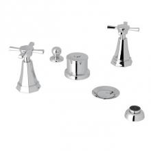 Rohl U.3991X-APC - Perrin & Rowe® Deco 5-Hole Bidet Faucet with Cross Handles in Polished Chrome