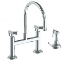 Watermark 29-7.65-TR25-SBZ - Deck Mounted Bridge Kitchen Faucet with Independent Side Spray