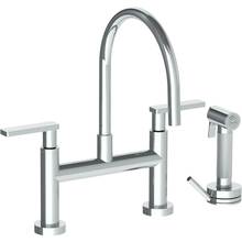 Watermark 70-7.65G-RNK8-WH - Deck Mounted Bridge Gooseneck Kitchen Faucet with Independent Side Spray