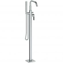 Watermark 71-8.8-LLD4-WH - Single Hole Floor Standing Square Bath set with Hand Shower