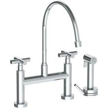 Watermark 23-7.6.5EG-L9-PC - Deck Mounted Bridge Extended Gooseneck Kitchen Faucet with Independent Side Spray