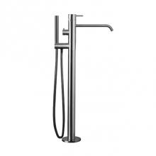 Blu Bathworks TOX511-S - Inox Stainless Steel Floor-Mount Single-Lever Tubfiller W/Handshower 34 1/4'' H, Satin F