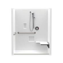 Aquatic AC003547-X2LBSL-WH - 1603BFSTD 60 x 34 AcrylX Alcove Center Drain One-Piece Shower in White