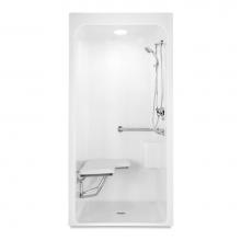 Aquatic 3636BFSCLMA - Base Unit With Etched L-Shaped Grab Bar (Lh Fixture Wall)