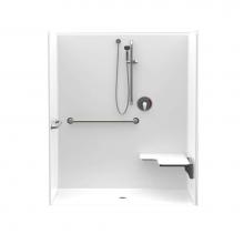 Aquatic AC003544-X2LBSR-WH - 1603BFSC 60 x 34 AcrylX Alcove Center Drain One-Piece Shower in White