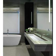 MTI Baths MTCS764GL-WH - WYMARA 3 SCULPTURESTONE VESSEL DRAIN COVER - GLOSS WHITE  (39.5X14.5)