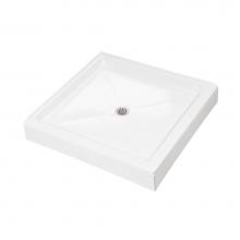 MTI Baths SB4242DT-BO - 42X42 Dual Threshold Bone Center Drain Shower Base W/ 2-Sided Integral Tile Flange