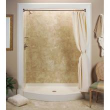 MTI Baths SB6027-36-BO - 60X27-36 Crescent Bow Front Bone Center Drain Shower Base W/ 3-Sided Integral Tile Flange