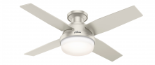 Hunter 50398 - Hunter 44 inch Dempsey Matte Nickel Low Profile Damp Rated Ceiling Fan with LED Light Kit