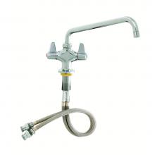 T&S Brass 5F-2SLX12A - Faucet, Deck Mount, Single Hole, 18'' Flexible Hoses, 12'' Swing Nozzle, 2.2 G