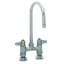 T&S Brass 5F-4DLS05A - 4'' Deck Mount Faucet, 5-1/2'' Swivel Gooseneck, 2.2 GPM Aerator, 1/2'&ap