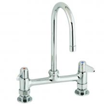 T&S Brass 5F-8DLS05A - 8'' Deck Mount Faucet, 5-1/2'' Swivel Gooseneck, 2.2 GPM Aerator, Supply Nippl