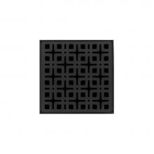 Infinity Drain KD 4-2P BK - 4'' x 4'' KD 4 Complete Kit with Link Pattern Decorative Plate in Matte Black