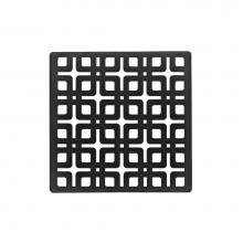 Infinity Drain KS 4 BK - 4'' x 4'' Link Pattern Decorative Plate for K 4, KD 4, KDB 4 in Matte Black