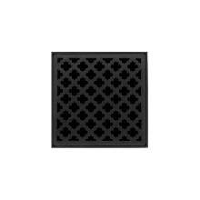 Infinity Drain MDB 4-A BK - 4'' x 4'' MDB 4 Complete Kit with Moor Pattern Decorative Plate in Matte Black