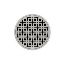 Infinity Drain RKD 5-3P SS - 5'' Round RKD 5 High Flow Complete Kit with Link Pattern Decorative Plate in Satin Stain