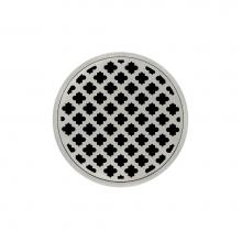 Infinity Drain RMD 5-3P SS - 5'' Round RMD 5 High Flow Complete Kit with Moor Pattern Decorative Plate in Satin Stain