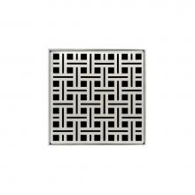 Infinity Drain VD 5-2H SS - 5'' x 5'' VD 5 Complete Kit with Weave Pattern Decorative Plate in Satin Stain