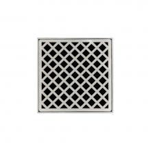 Infinity Drain X 5 SS - 5'' x 5'' Strainer with Criss-Cross Pattern Decorative Plate and 2''