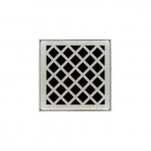 Infinity Drain XDB 4-S SS - 4'' x 4'' XDB 4 Complete Kit with Criss-Cross Pattern Decorative Plate in Sati