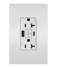 Legrand Radiant 2097TRWRUSBACW - radiant® Tamper-Resistant Weather-Resistant Duplex Self-Test GFCI with USB Type A/C Outlet, White