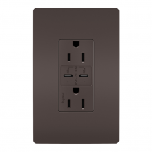 Legrand Radiant R26USBPD - radiant® 15A Tamper Resistant Ultra Fast PLUS Power Delivery USB Type C/C Outlet, Brown