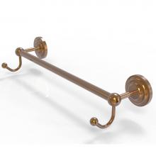 Allied Brass PQN-41-24-HK-BBR - Prestige Que New Collection 24 Inch Towel Bar with Integrated Hooks