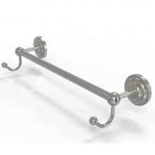 Allied Brass PQN-41-30-HK-SN - Prestige Que New Collection 30 Inch Towel Bar with Integrated Hooks