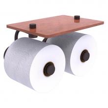 Allied Brass WP-24-2S-IRW-ABZ - Waverly Place Collection 2 Roll Toilet Paper Holder with Wood Shelf - Antique Bronze