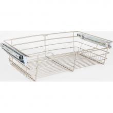 Hardware Resources POB1-16236SN - Satin Nickel Closet Pullout Basket with Slides 16''D x 23''W x 6''H