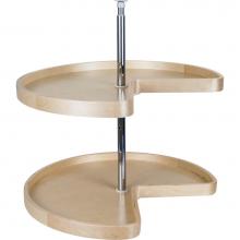 Hardware Resources BLSK224-SET - 24'' Kidney Two-Shelf Banded Wood Lazy Susan Set