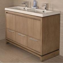 Lacava AQS-F-48-54T1 - Free-standing under-counter vanity with finger pulls across top doors and polished chrome pulls ac