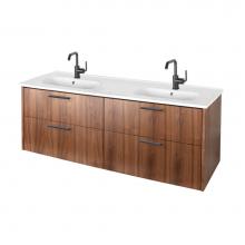 Lacava AQT-WB-56-28 - Wall-mount under-counter double vanity with 4 drawers, sinks 8071 or 8071S sold separately. W: 55