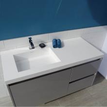 Lacava H264LT-02-001M - Vanity-top Bathroom Sink made of solid surface, with an overflow and decorative drain cover.