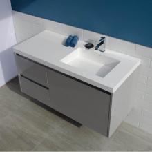 Lacava KUB-W-48R-20 - Wall-mounted undercounter vanity with  a large drawer on right and 2 small drawers on left