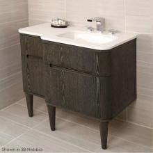 Lacava ELE-W-36R-02 - Wall-mount under counter vanity with three routed finger pull drawers .