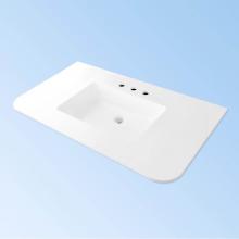 Lacava K48B-FLT-01-M - Vanity-top sink made of solid surface, with an overflow. 1/2'' thick backsplash sold sep