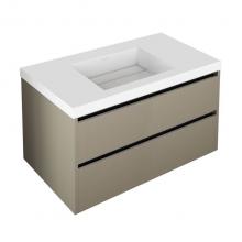 Lacava KUB-W-36B-02 - Wall-mount under counter vanity with 2 drawers and a notch in back. Bathroom Sink H262Tsold separa